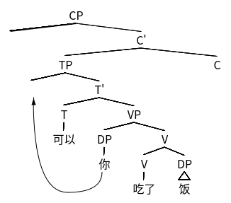 图 7 *“你可以吃了饭。”的句法树